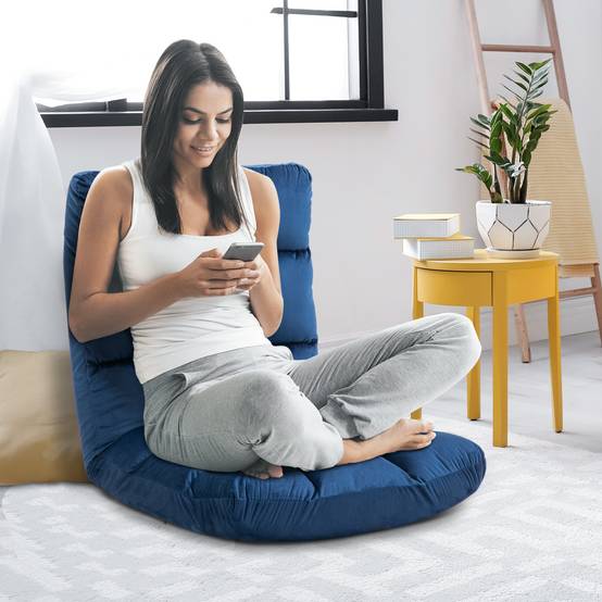 Fauteuil Convertible Fauteuil Paresseux Grand Confort Inclinaison Dossier Multipositions 90°-180° Bleu Roi - Image 3