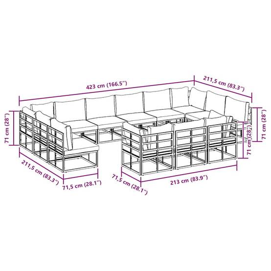 ComfortXL - Grand Salon de Jardin en Aluminium 14 Pièces Modulable pour 13 Personnes Noir – ComfortXL Outdoor Living - Image 5