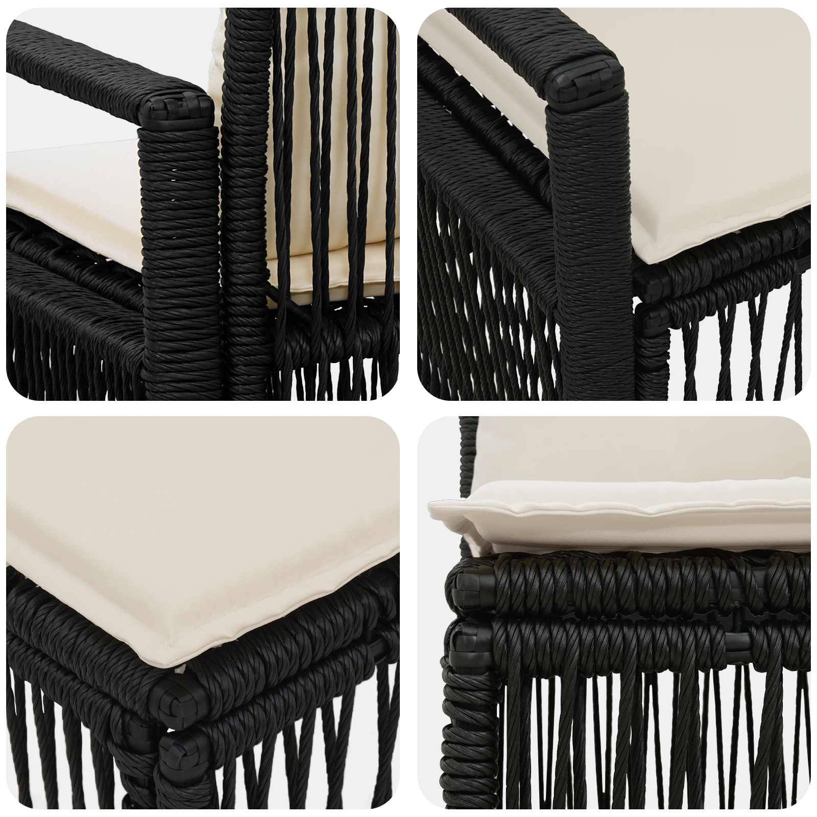 Vidaxl - Ensemble de canapé de jardin 4 pcs-Salons de jardin 4 place Noir polyrotin 830945 - Image 6