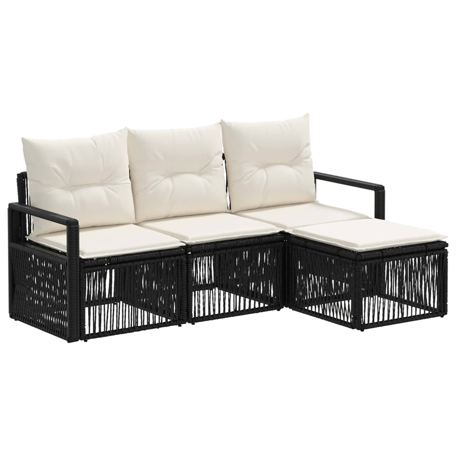 Vidaxl - Ensemble de canapé de jardin 4 pcs-Salons de jardin 4 place Noir polyrotin 830945 - Image 2
