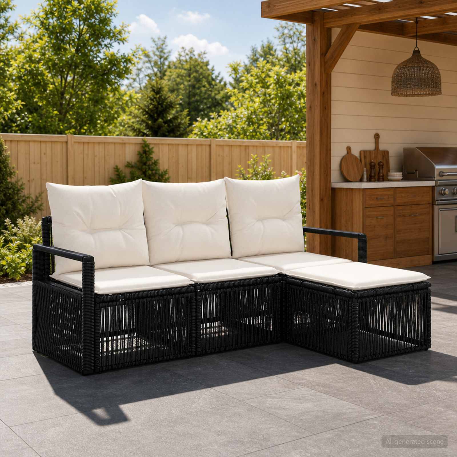 Vidaxl - Ensemble de canapé de jardin 4 pcs-Salons de jardin 4 place Noir polyrotin 830945 - Image 1