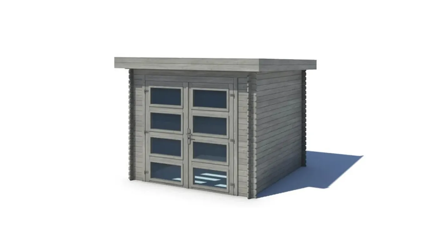 Altanka - Abri de jardin en bois - 6m2 - 2,46x2,46m - Traité - Ep. 19mm - Couleur: gris - DOM280 - Image 1