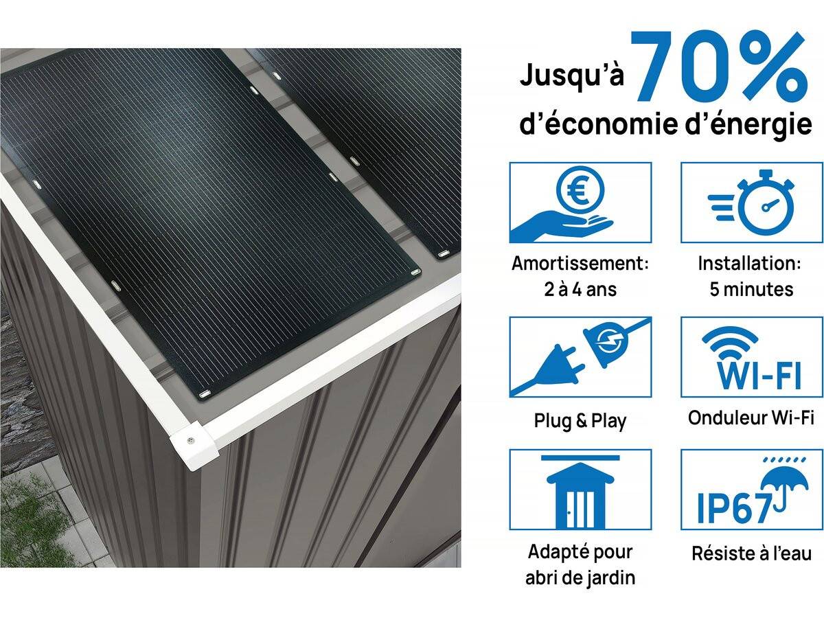 Abri Jardin Métal "dallas" - 15.16m² Avec Panneau Solaires - Taupe -habitat Et Jardin - Image 3