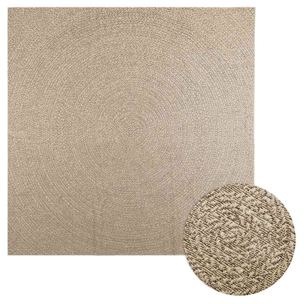 Tapis de Sol Carré Extérieur Intérieur Polypropylène Effet Jute Naturel pour Jardin Beige 240x240 cm – ComfortXL Outdoor Living - Image 1