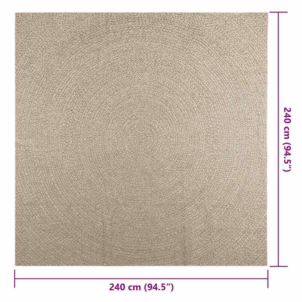 Tapis de Sol Carré Extérieur Intérieur Polypropylène Effet Jute Naturel pour Jardin Beige 240x240 cm – ComfortXL Outdoor Living - Image 9
