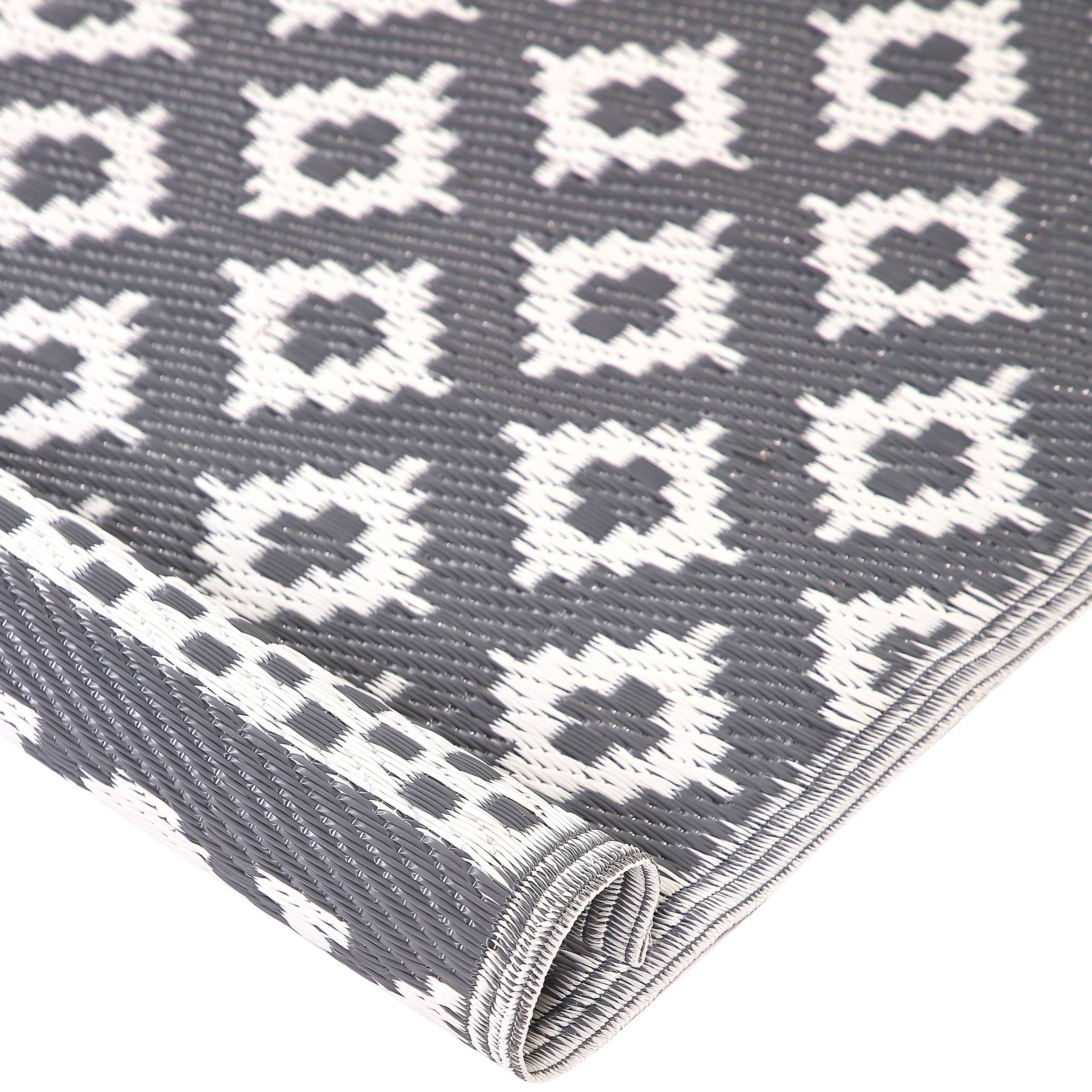 Beliani - Tapis d'Extérieur et Intérieur au Motif Géométrique Gris Polyvalent 120 x 180 cm Idéal pour Terrasse ou Jardin Scandinave et Boho Beliani - Image 4