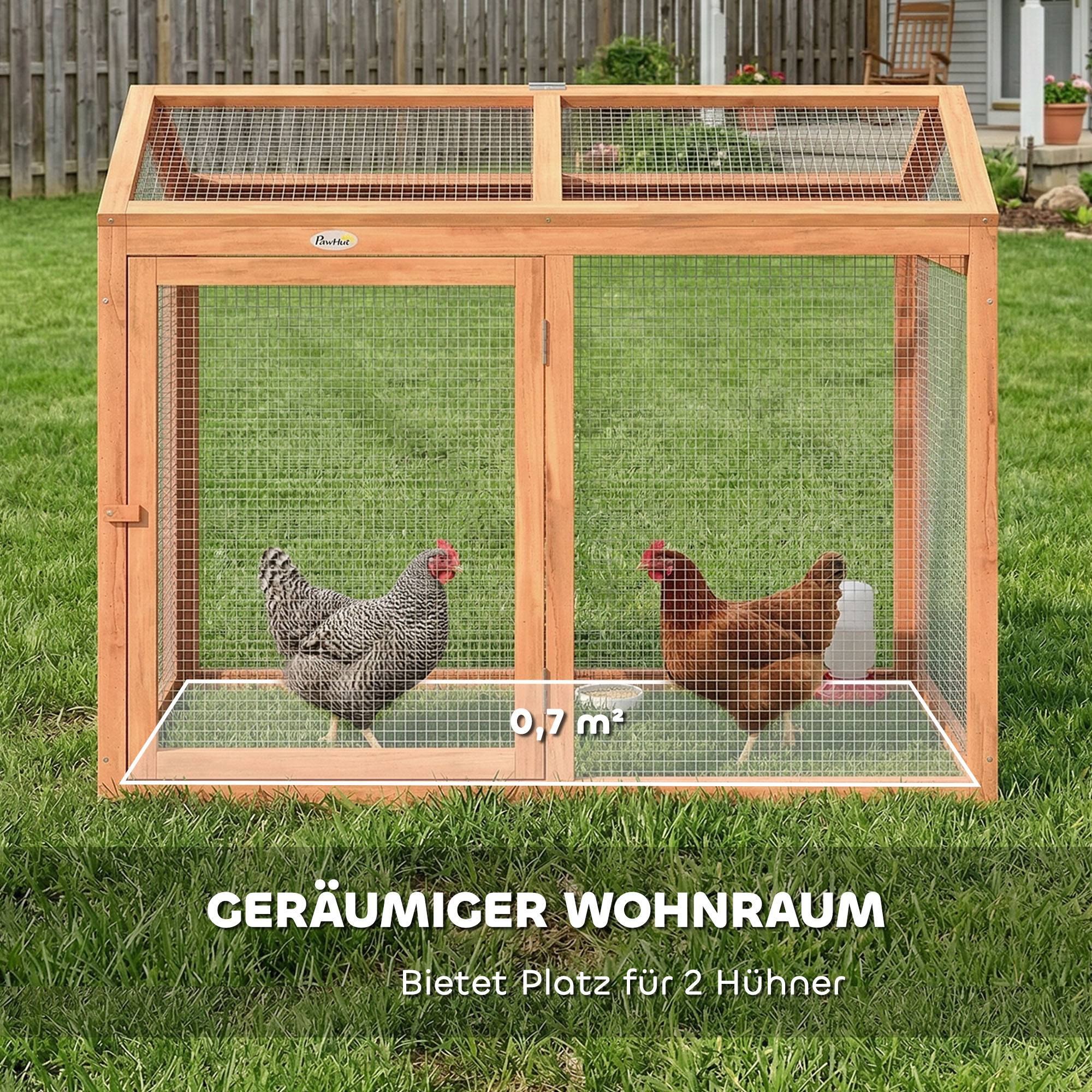 Poulailler avec perchoir, double porte, en bois et métal, pour 2 poules, 104 x 70,5 x 84 cm, orange - Image 8