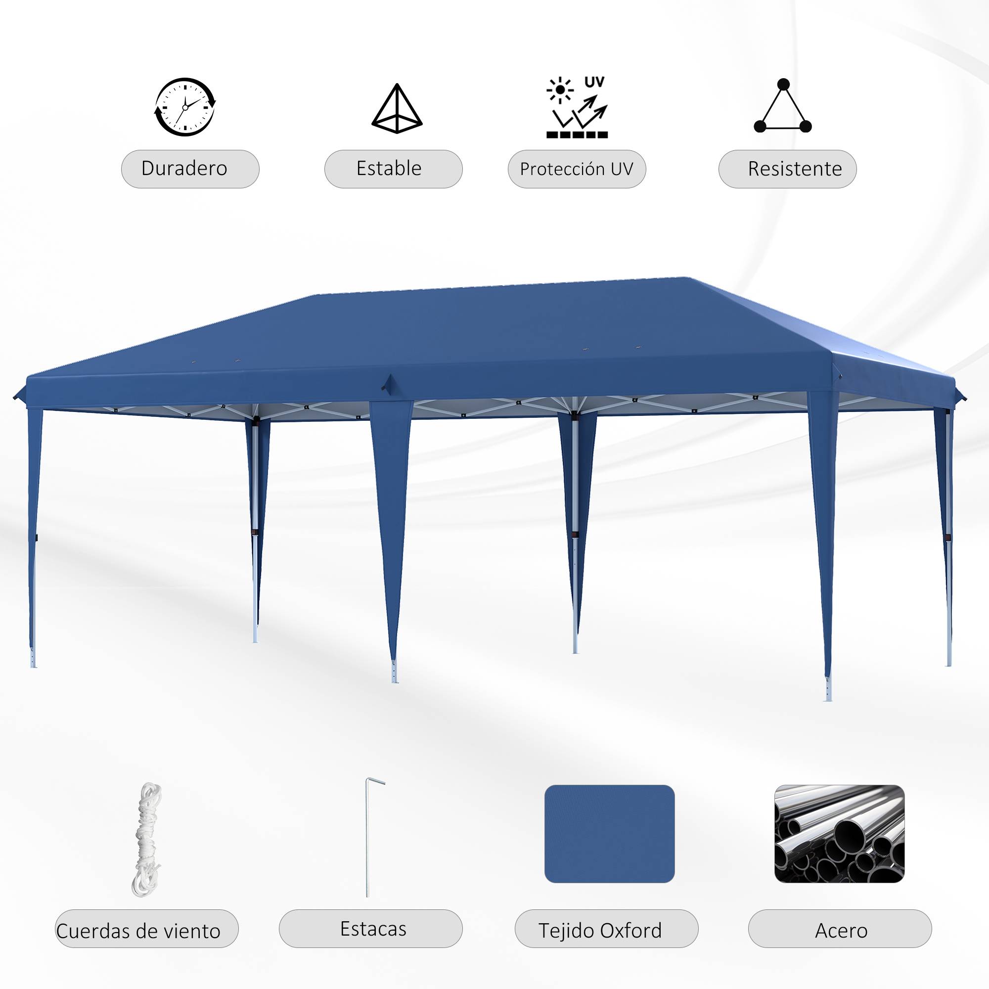 ComfortXL - Tonnelle pliante acier et toile Oxford événements anti-UV 585 x 295 cm bleue - ComfortXL Outdoor Living - Image 8