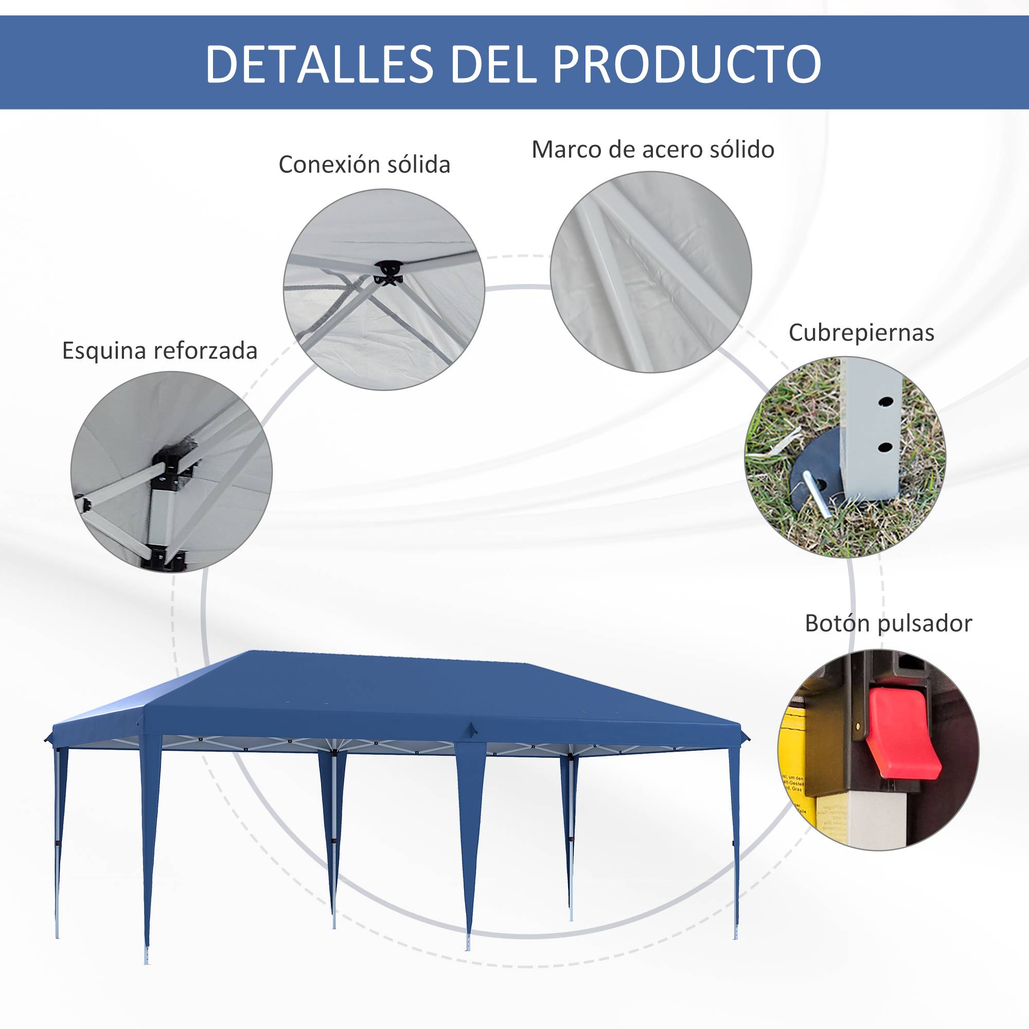 ComfortXL - Tonnelle pliante acier et toile Oxford événements anti-UV 585 x 295 cm bleue - ComfortXL Outdoor Living - Image 7