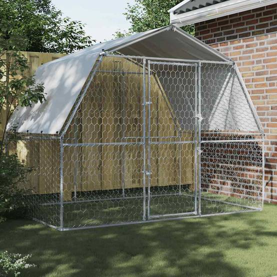 Vidaxl - Cage pour chiens avec toit et porte argenté acier galvanisé vidaXL 3294908 - Image 1