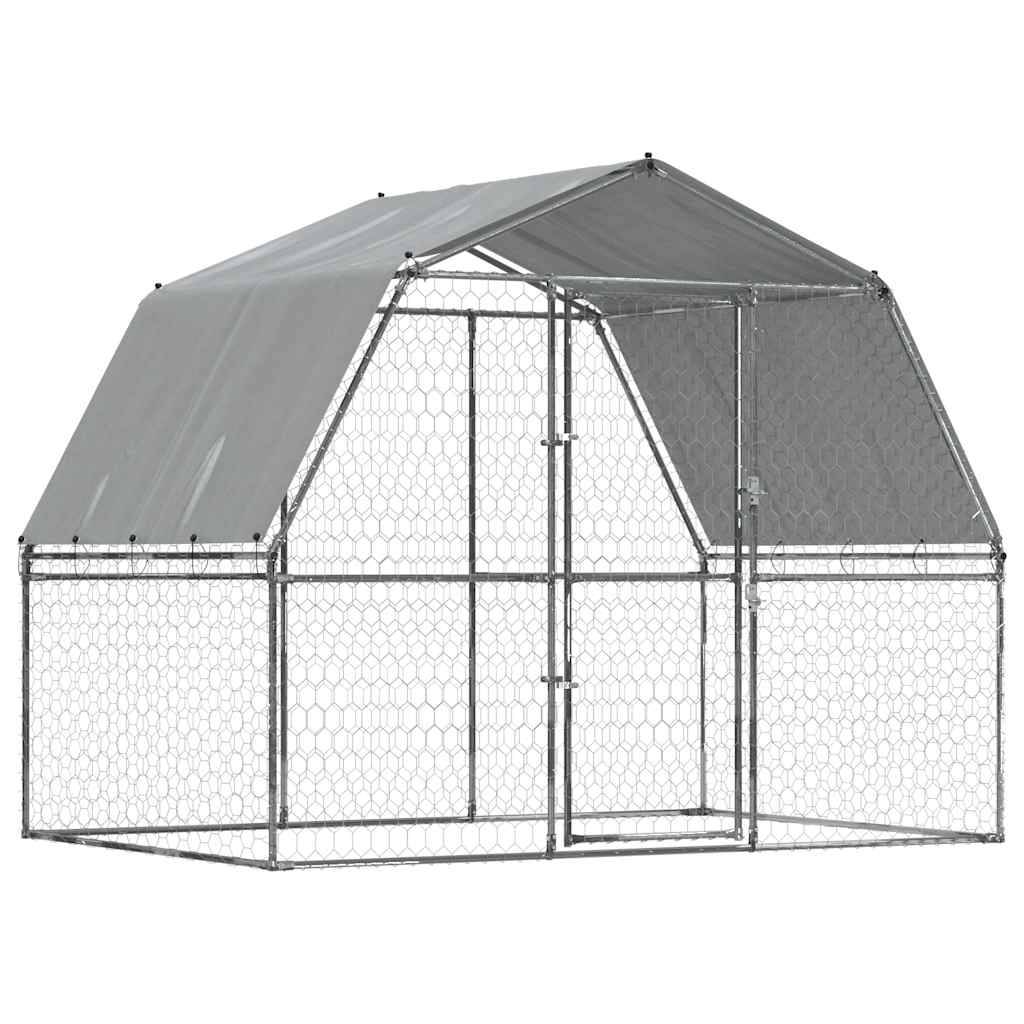 Vidaxl - Cage pour chiens avec toit et porte argenté acier galvanisé vidaXL 3294908 - Image 2