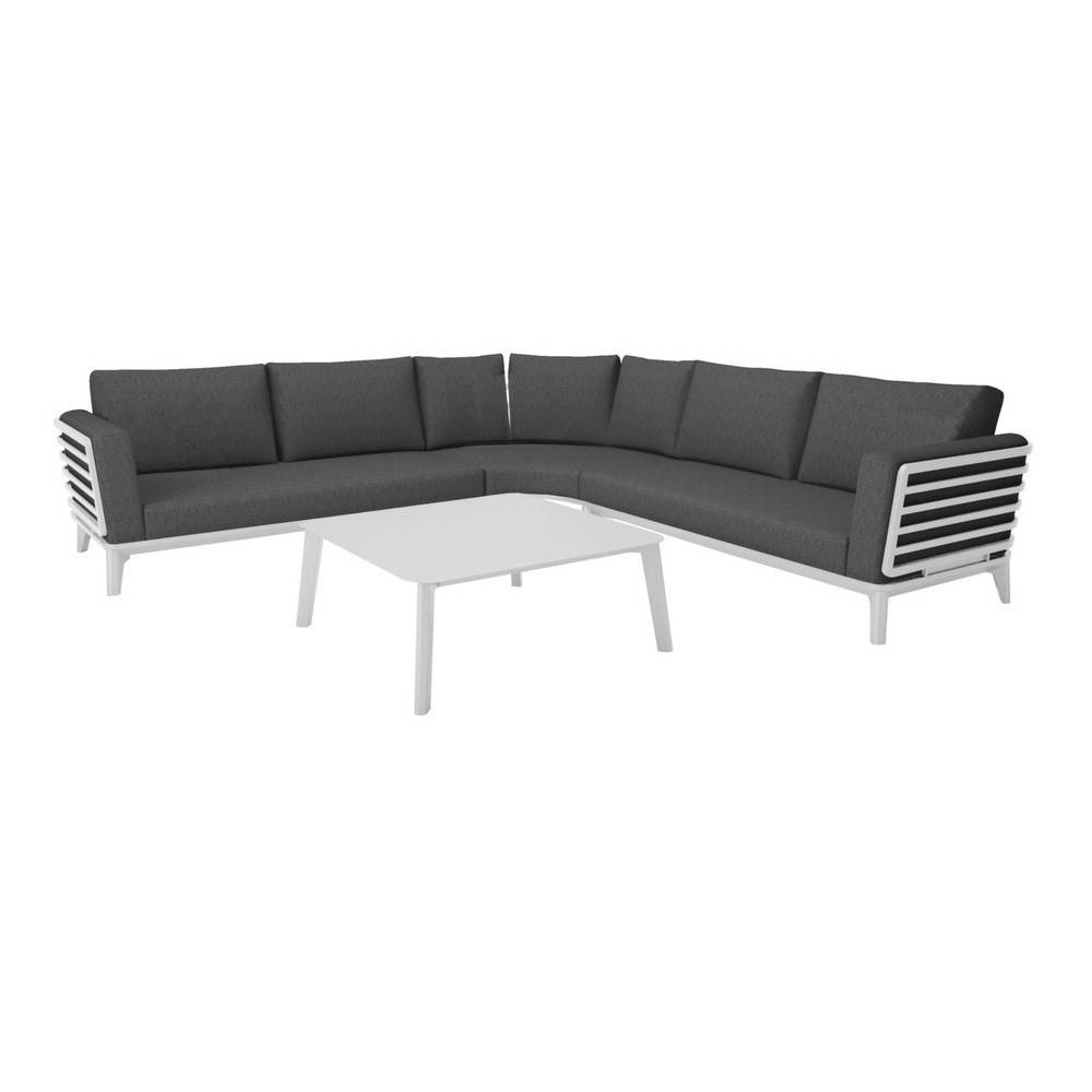 Proloisirs - Salon d'angle de jardin Moss II alu avec coussins sunbrella - blanc (set complet) PROLOISIRS