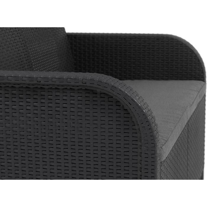 Banquette de jardin 2 places SanRemo gris graphite en résine imitation rotin tressé - ALLIBERT by KETER - Image 4