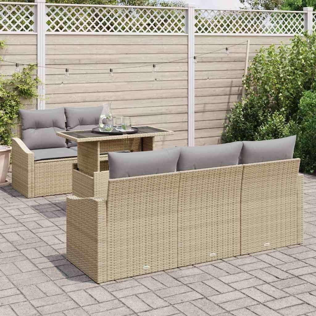 Salon Bas de Jardin 6 Pièces Beige et Gris Clair avec Rangement pour Espace Détente Ordonné – ComfortXL Outdoor Living - Image 3