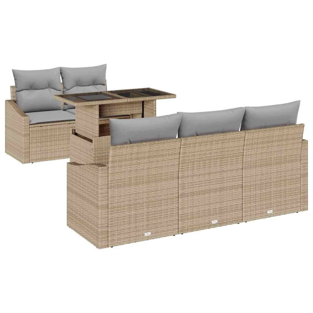 Salon Bas de Jardin 6 Pièces Beige et Gris Clair avec Rangement pour Espace Détente Ordonné – ComfortXL Outdoor Living - Image 2