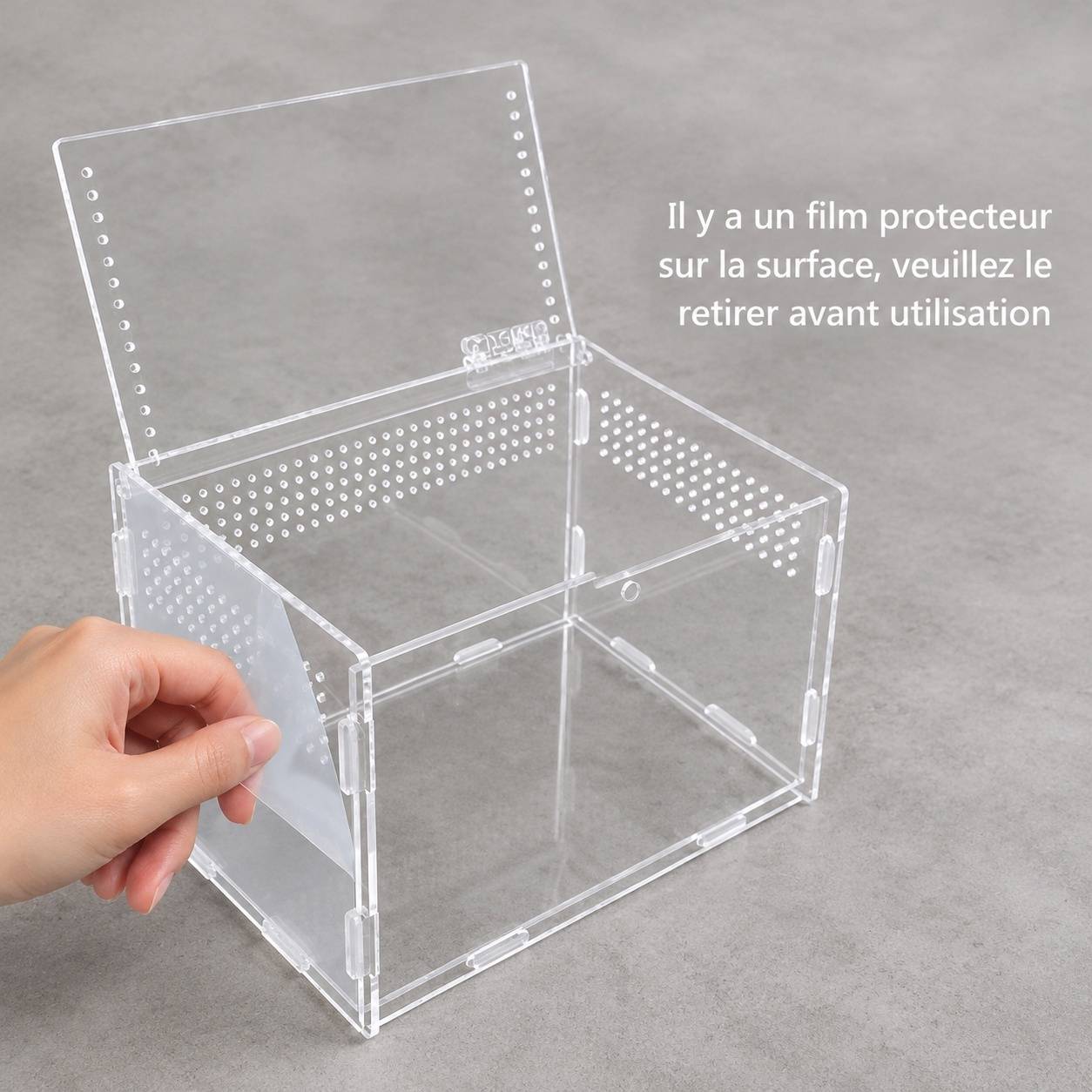 Boîte d'élevage pour reptiles acrylique transparente ventilée portable pour petits animaux rampants - Image 7