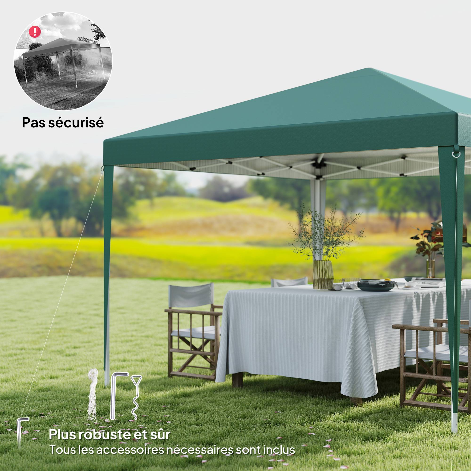 Tonnelle de jardin pliante acier réception extérieur abri soleil 3x3m vert - ComfortXL Outdoor Living - Image 8