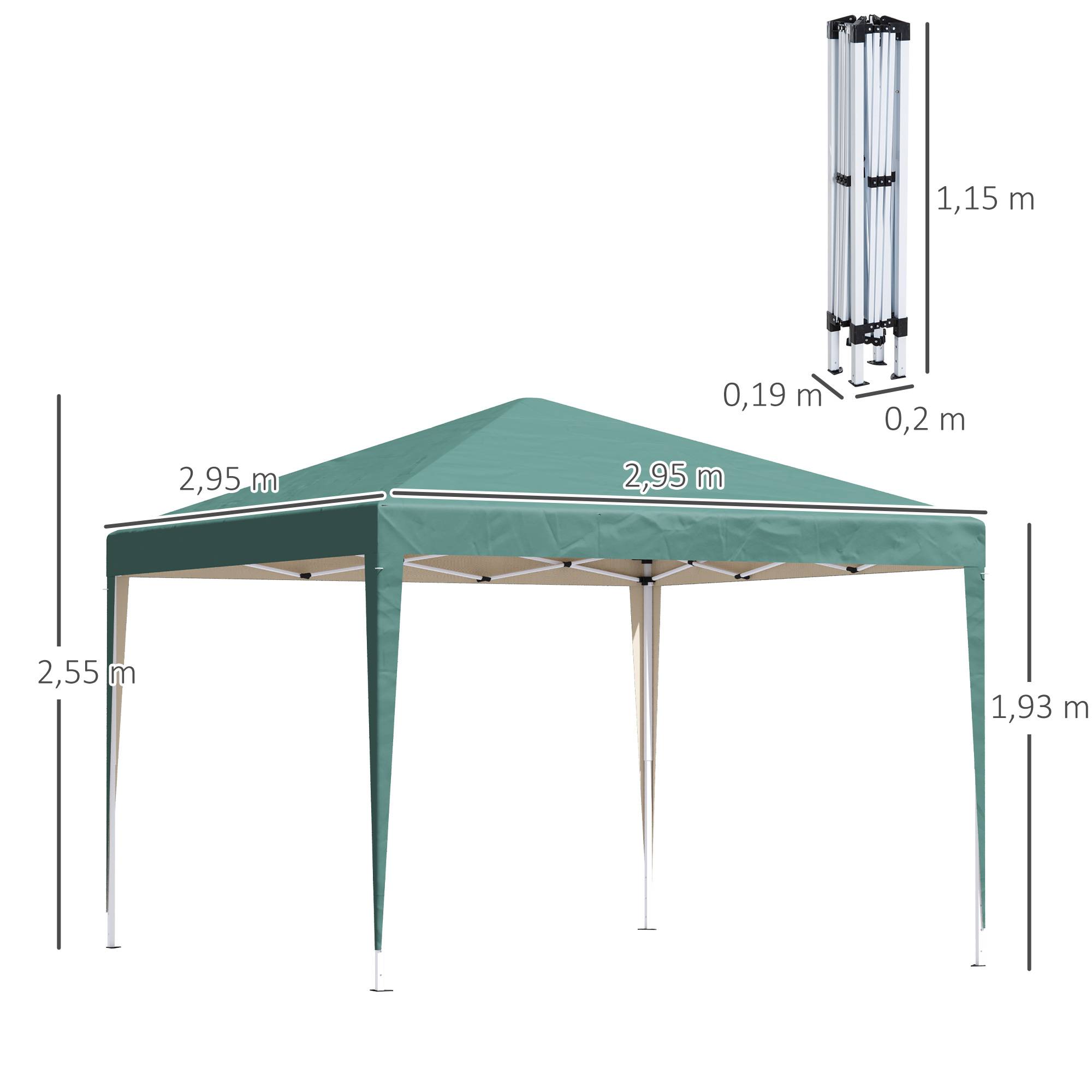 Tonnelle de jardin pliante acier réception extérieur abri soleil 3x3m vert - ComfortXL Outdoor Living - Image 5