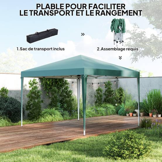 Tonnelle de jardin pliante acier réception extérieur abri soleil 3x3m vert - ComfortXL Outdoor Living - Image 7
