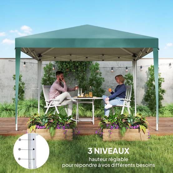 Tonnelle de jardin pliante acier réception extérieur abri soleil 3x3m vert - ComfortXL Outdoor Living - Image 9
