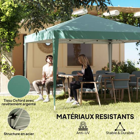Tonnelle de jardin pliante acier réception extérieur abri soleil 3x3m vert - ComfortXL Outdoor Living - Image 6