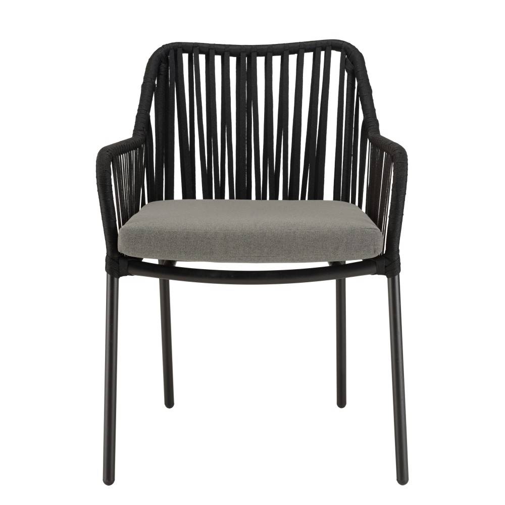 Macabane - MALO - Ensemble de jardin -table 70x70cm et 2 fauteuils gris et noirs - Image 8