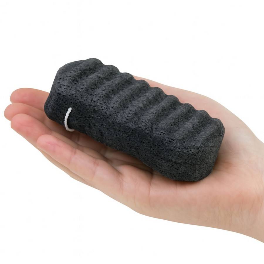 Sun&Sia - Éponge Konjac XL au Charbon de Bambou 100% Naturelle – Nettoie et Exfolie en Douceur - Peau Mixte, Grasse et Acnéique - Image 1
