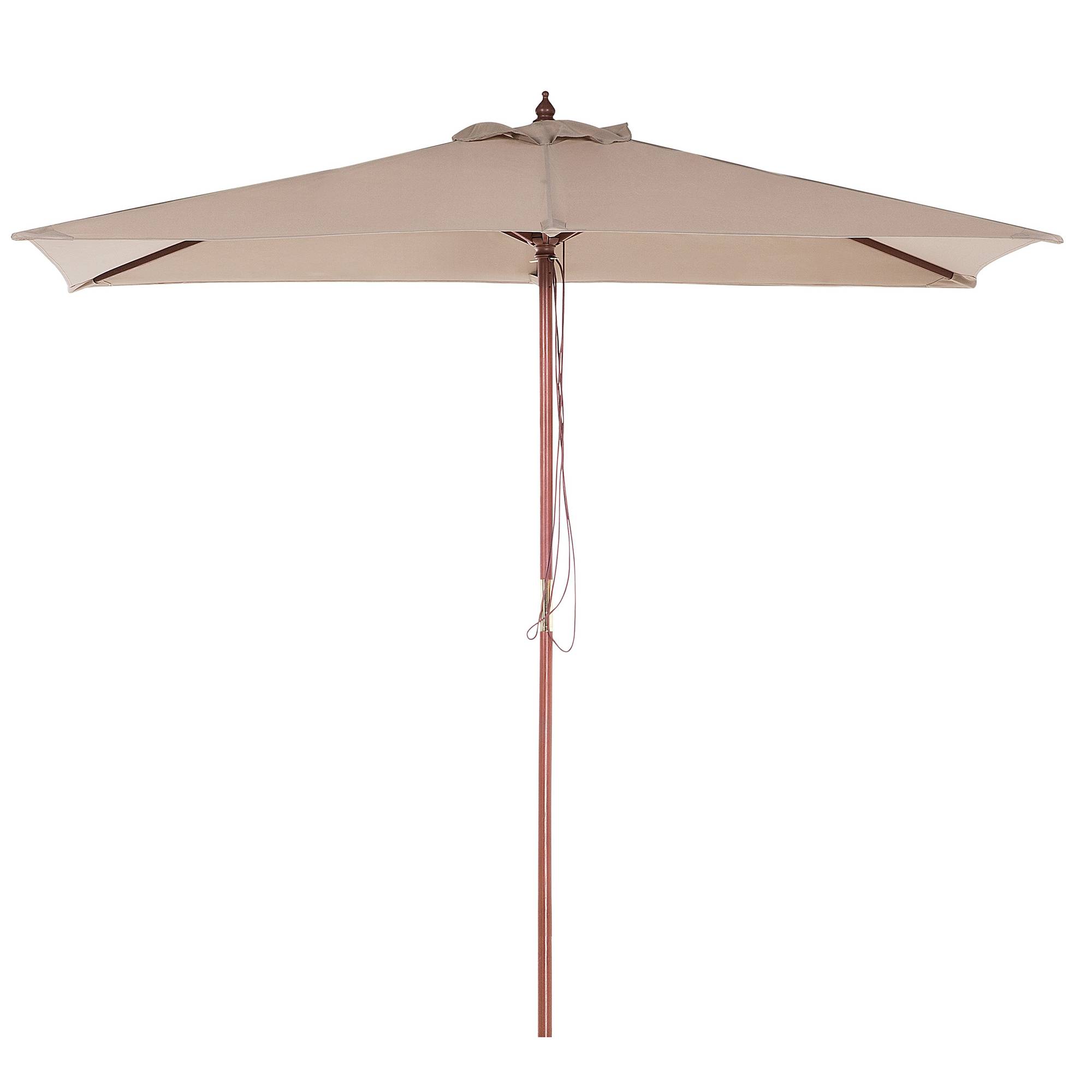 Beliani - Parasol de Jardin ou de Terrasse Rectangulaire Beige Marron avec Pied en Bois, Toile Anti UV 144 x 195 cm et Ouverture Facile avec Corde Beliani - Image 1