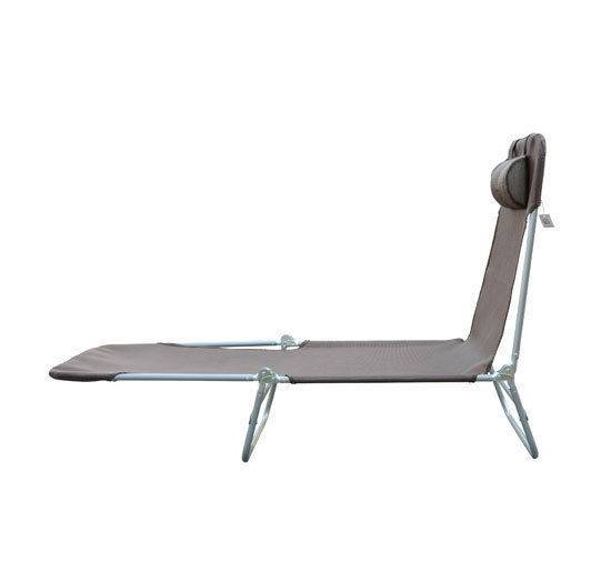 Transat pliable et réglable, chaise longue de jardin avec appui-tête 5 positions, capacité de charge 120 kg, marron - Image 6