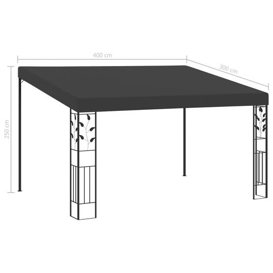 Auvent Mural pour Terrasse Tonnelle Adossée Acier et Toile 4x3m Anthracite - ComfortXL Outdoor Living - Image 6