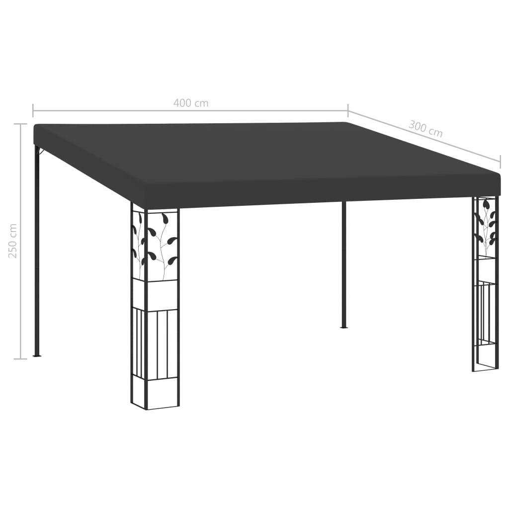 Auvent Mural pour Terrasse Tonnelle Adossée Acier et Toile 4x3m Anthracite - ComfortXL Outdoor Living - Image 6