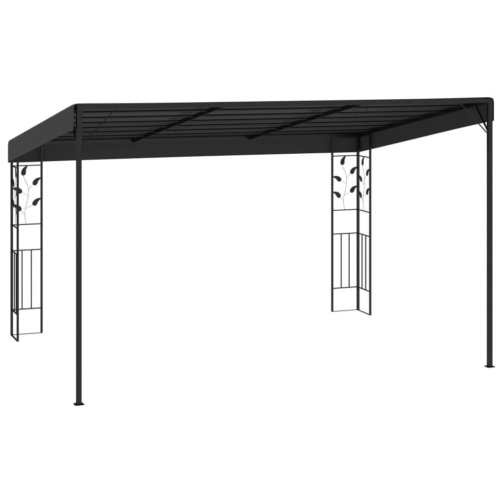 Auvent Mural pour Terrasse Tonnelle Adossée Acier et Toile 4x3m Anthracite - ComfortXL Outdoor Living - Image 3
