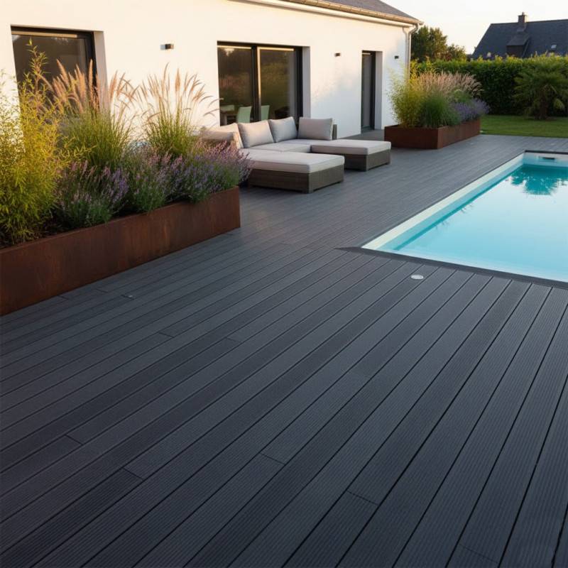 PACK 1 m² lame de terrasse composite Maxima ACCESSOIRES (3 coloris) 3600 mm - Gris anthracite, Ep. 22mm, Larg. 14cm, Long. 360cm - Image 4