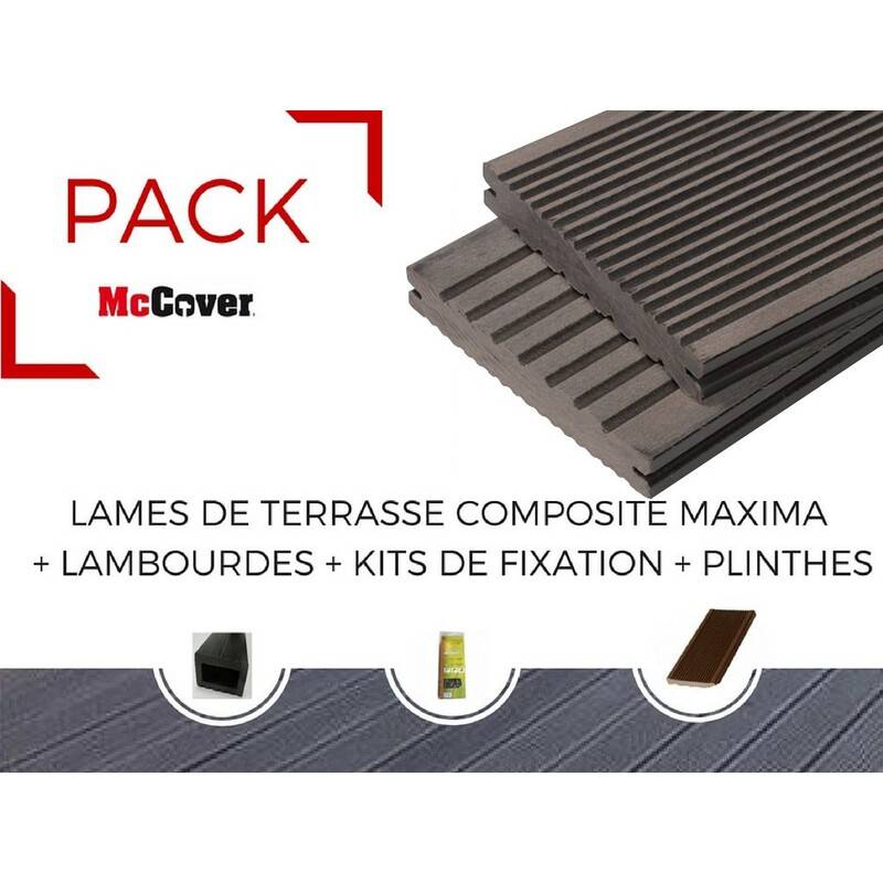PACK 1 m² lame de terrasse composite Maxima ACCESSOIRES (3 coloris) 3600 mm - Gris anthracite, Ep. 22mm, Larg. 14cm, Long. 360cm - Image 1
