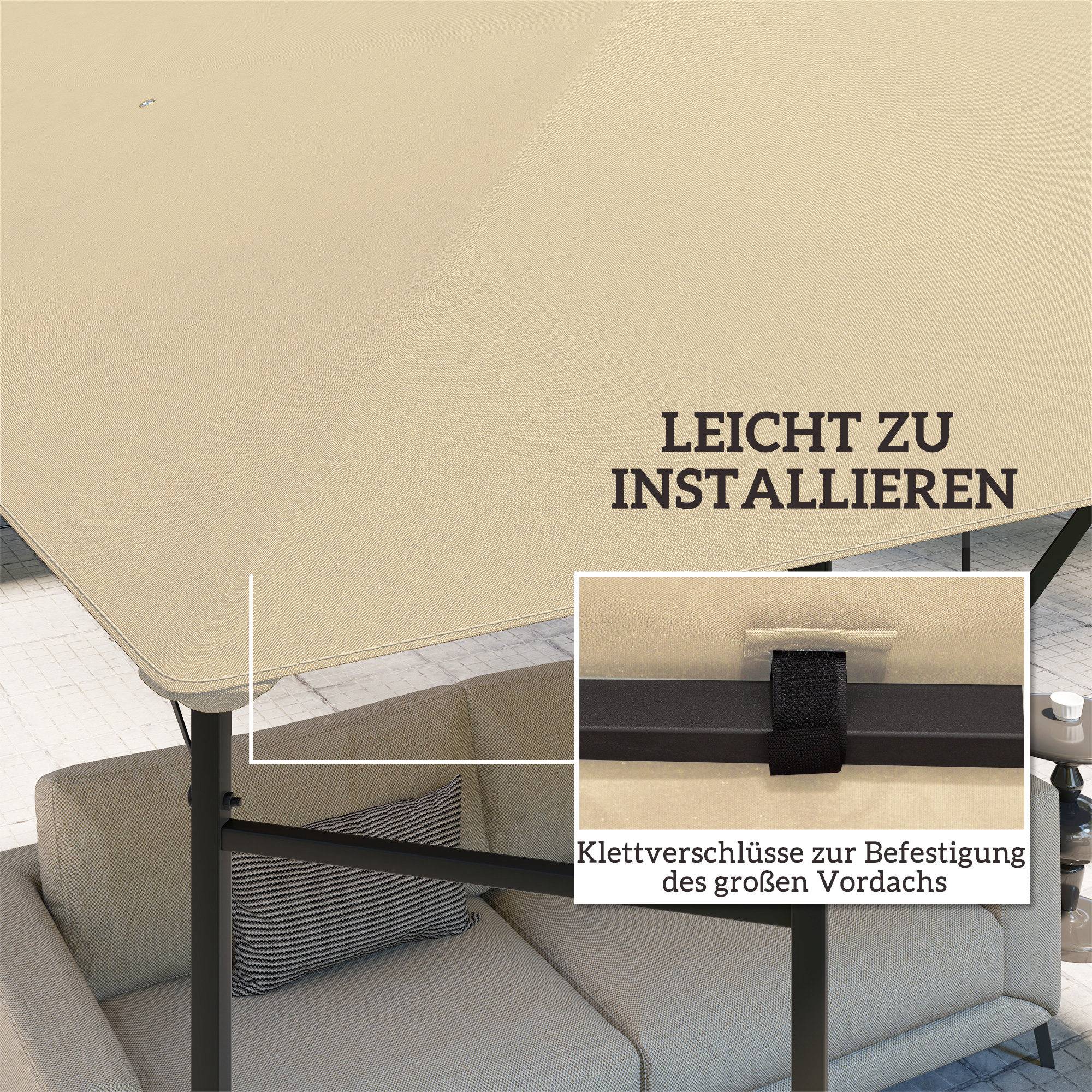 Toit remplacement pavillon 3x3 m déperlant toit UPF30+ housse Oxford 370 g/m² beige - Image 7