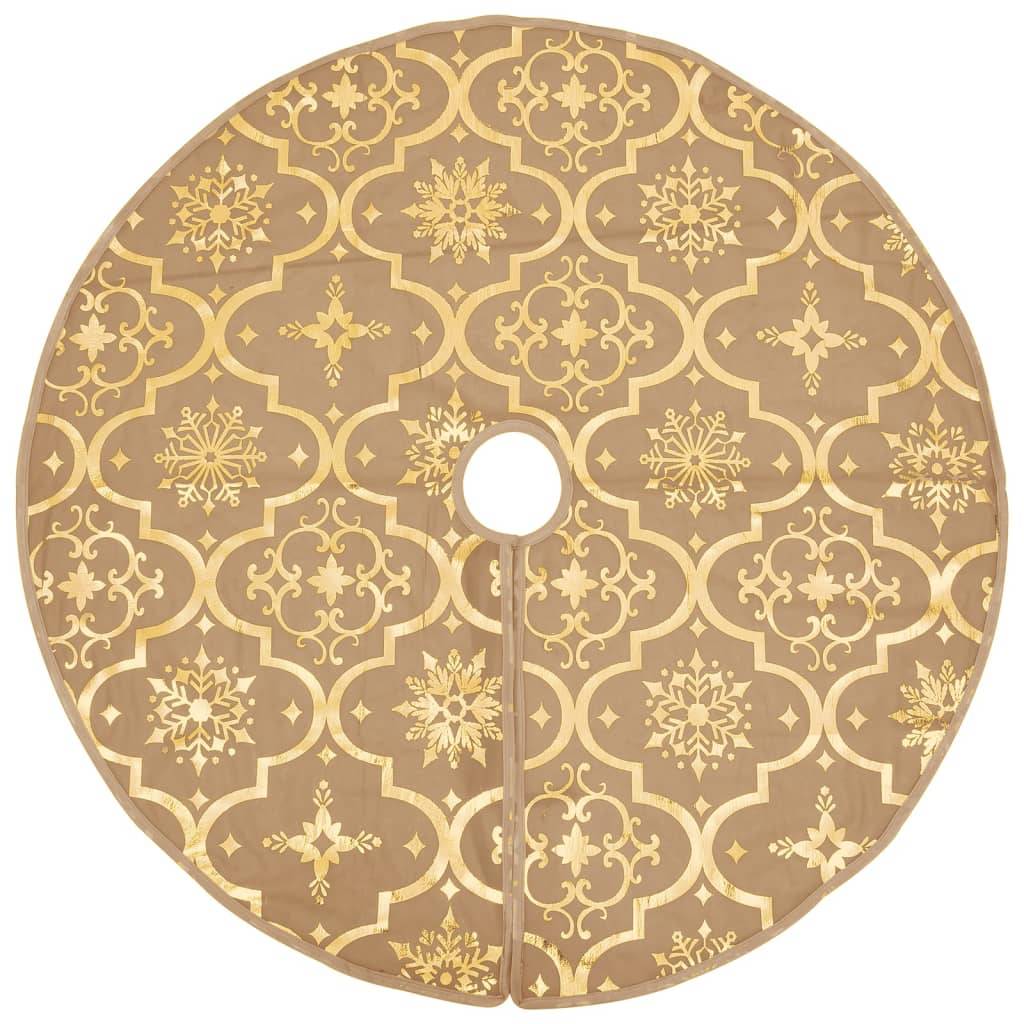 Jupe de sapin de Noël - Robe de sapin - Tapis de sapin de luxe avec chaussette Jaune 150cm Tissu - Image 3