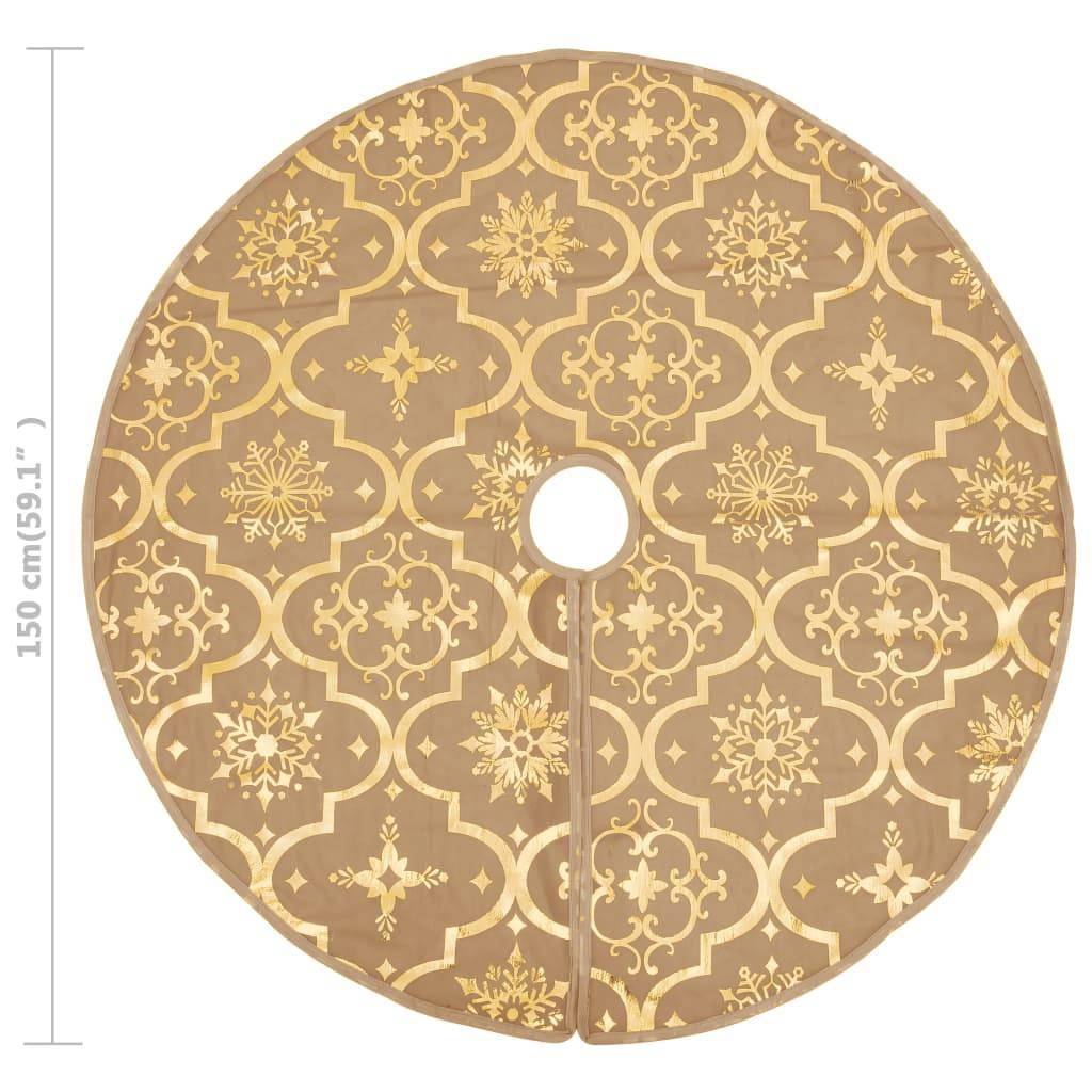 Jupe de sapin de Noël - Robe de sapin - Tapis de sapin de luxe avec chaussette Jaune 150cm Tissu - Image 8