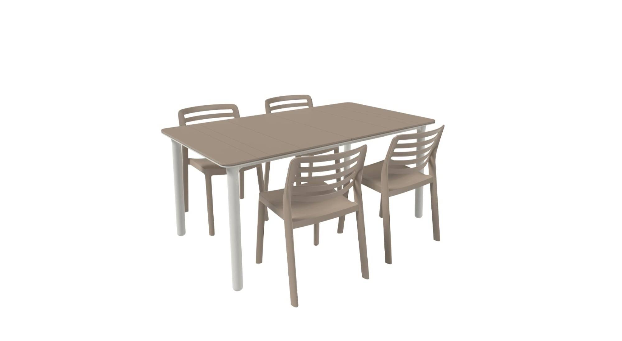 Set 4+1 chaises-table extérieur sable/blanc - sable NOA160-WIND garbar - Image 1