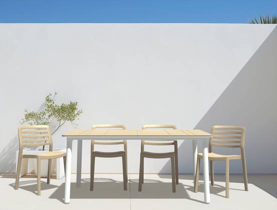Set 4+1 chaises-table extérieur sable/blanc - sable NOA160-WIND garbar - Image 6