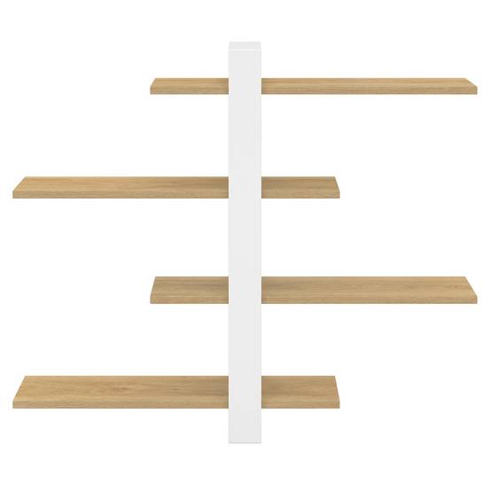 Etagère murale avec étagères coulissantes ORA 4 niveaux façon hêtre et blanc - Image 3
