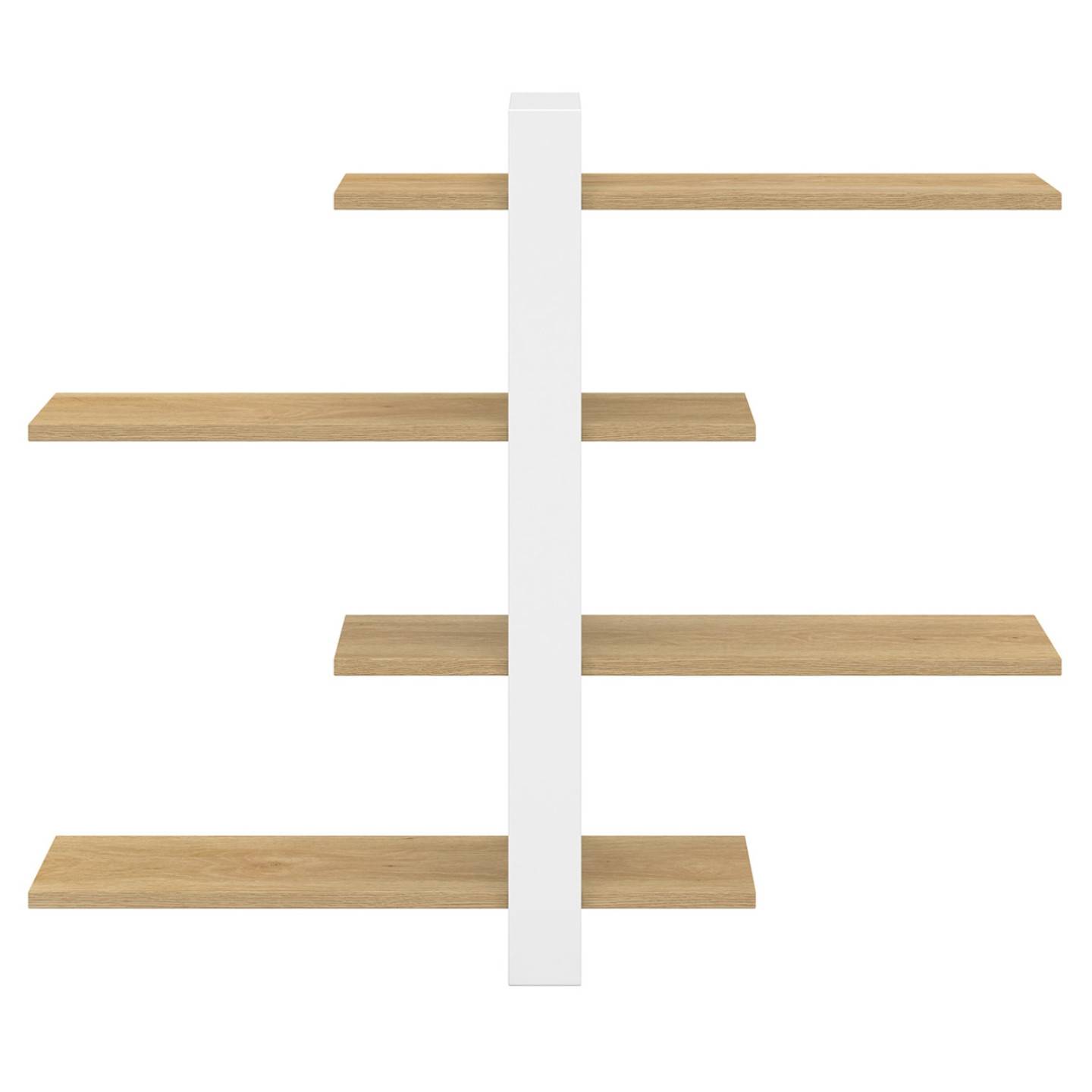 Etagère murale avec étagères coulissantes ORA 4 niveaux façon hêtre et blanc - Image 3