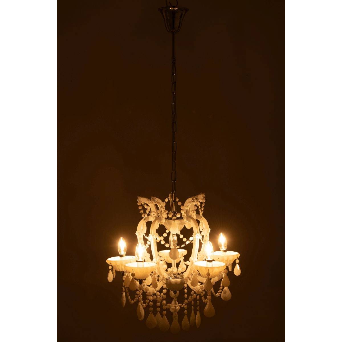 J-Line - Lustre en Verre "Antique" 57cm Blanc - Image 5