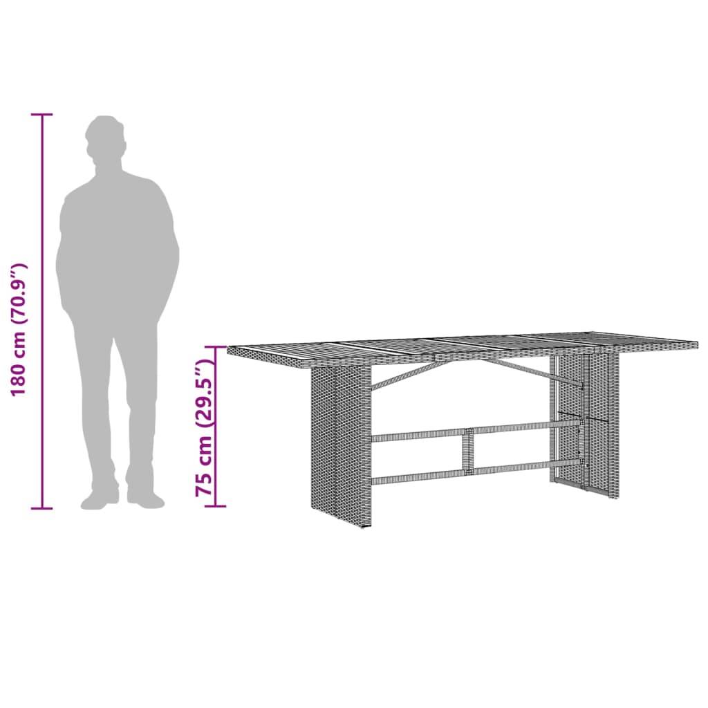 ComfortXL - Table de Jardin Bi-Matière Grise et Bois d'Acacia 190cm, Structure en Poly Rotin Robuste – ComfortXL Outdoor Living - Image 10