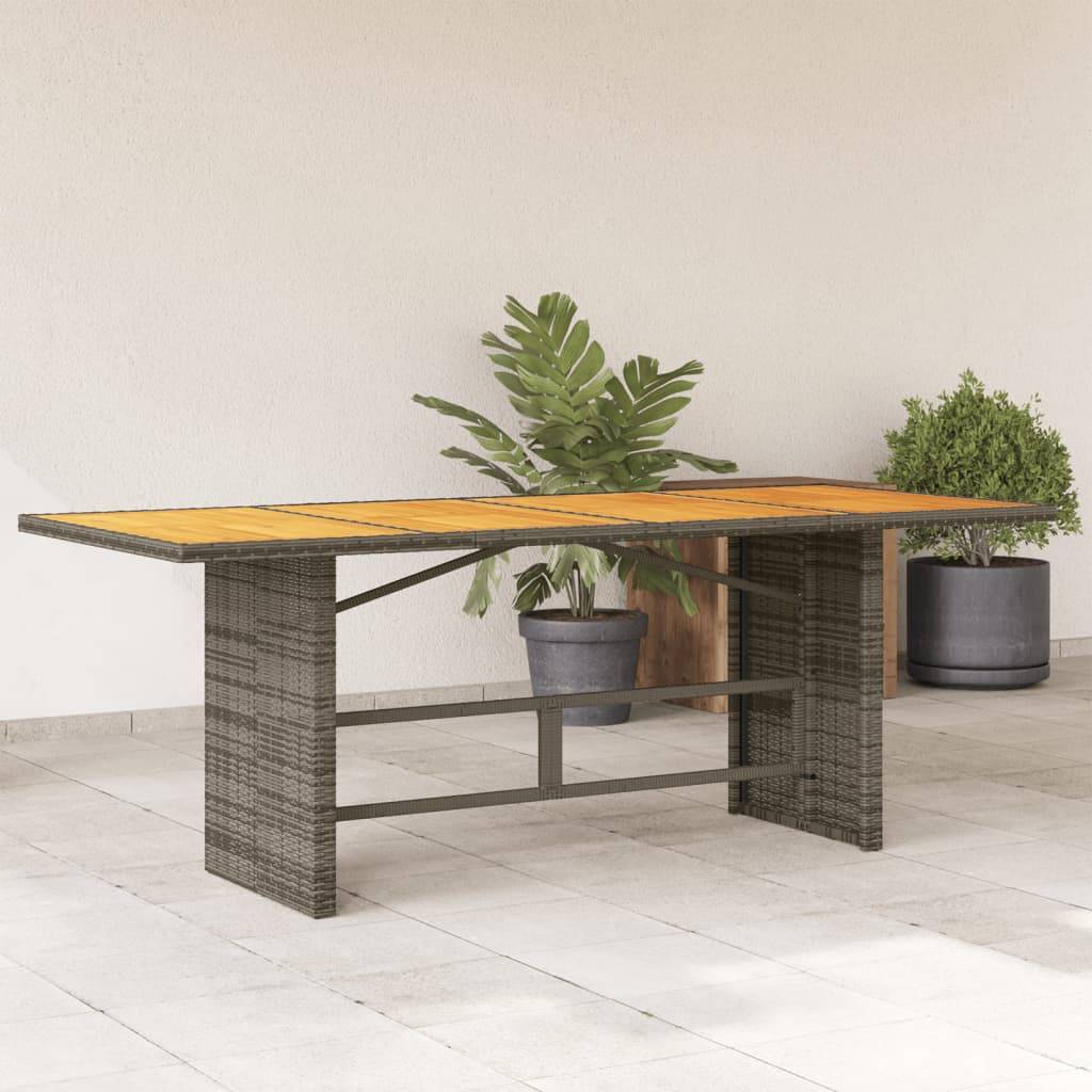 ComfortXL - Table de Jardin Bi-Matière Grise et Bois d'Acacia 190cm, Structure en Poly Rotin Robuste – ComfortXL Outdoor Living - Image 1