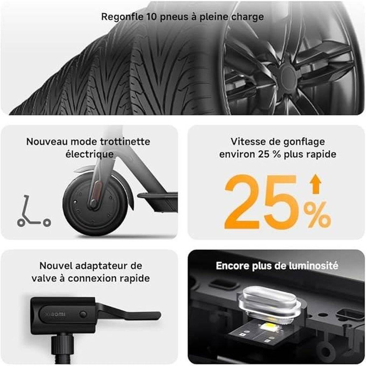 Gonfleur électrique sans fil Xiaomi Portable Electric Air Compressor 2, noir, 10 bar, détection digitale - XIAOMI - Image 2