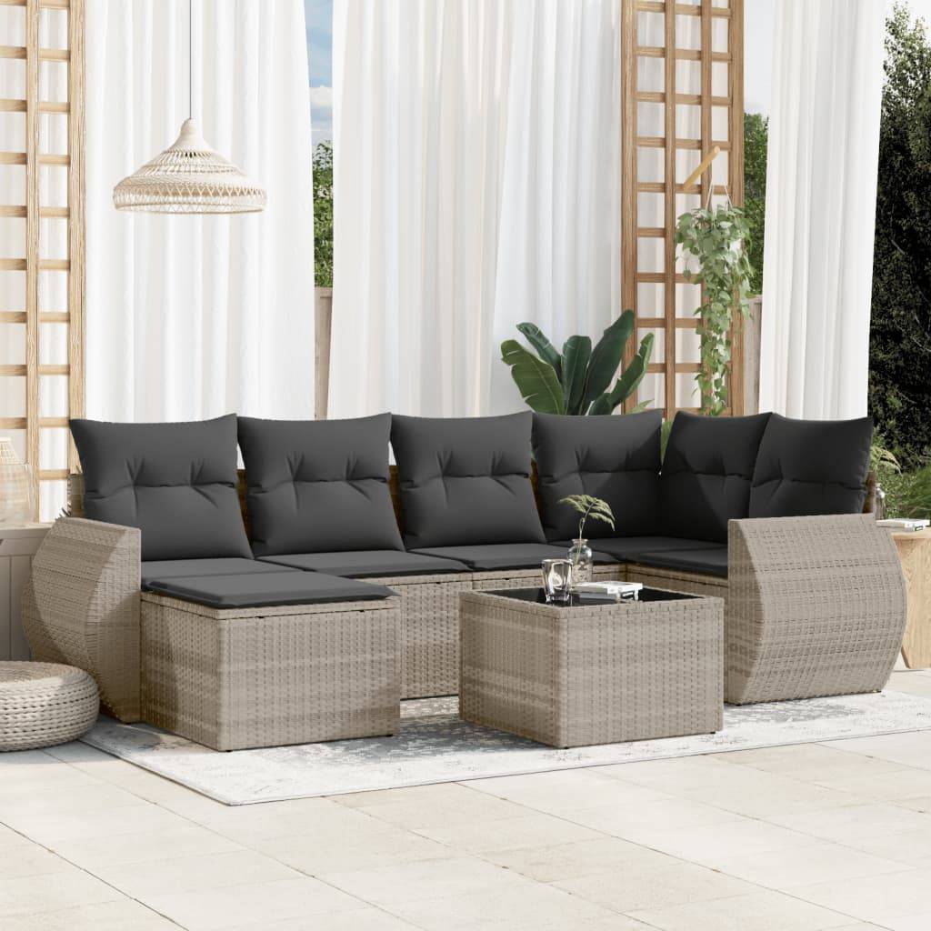 ComfortXL - Ensemble Salon de Jardin Gris Clair 7 Places avec Coffres de Rangement et Repose-pieds – ComfortXL Outdoor Living - Image 1