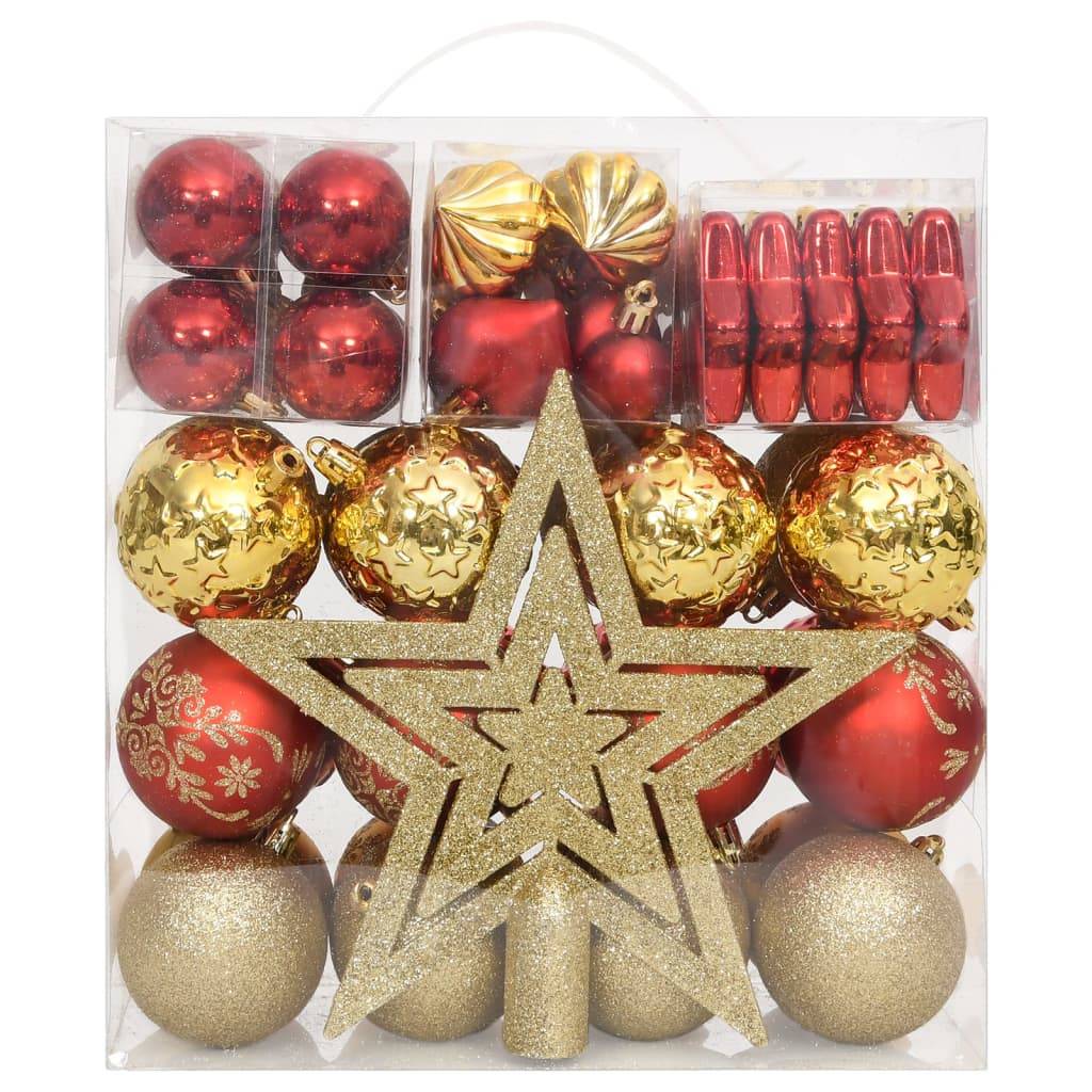 Ensemble de boules de Noël - Ornements de Noël - décorations de Noël 70 pcs Doré et rouge - Image 1