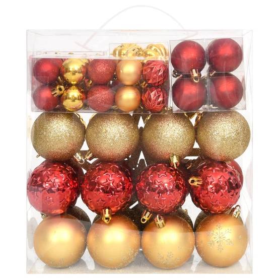 Ensemble de boules de Noël - Ornements de Noël - décorations de Noël 70 pcs Doré et rouge - Image 3