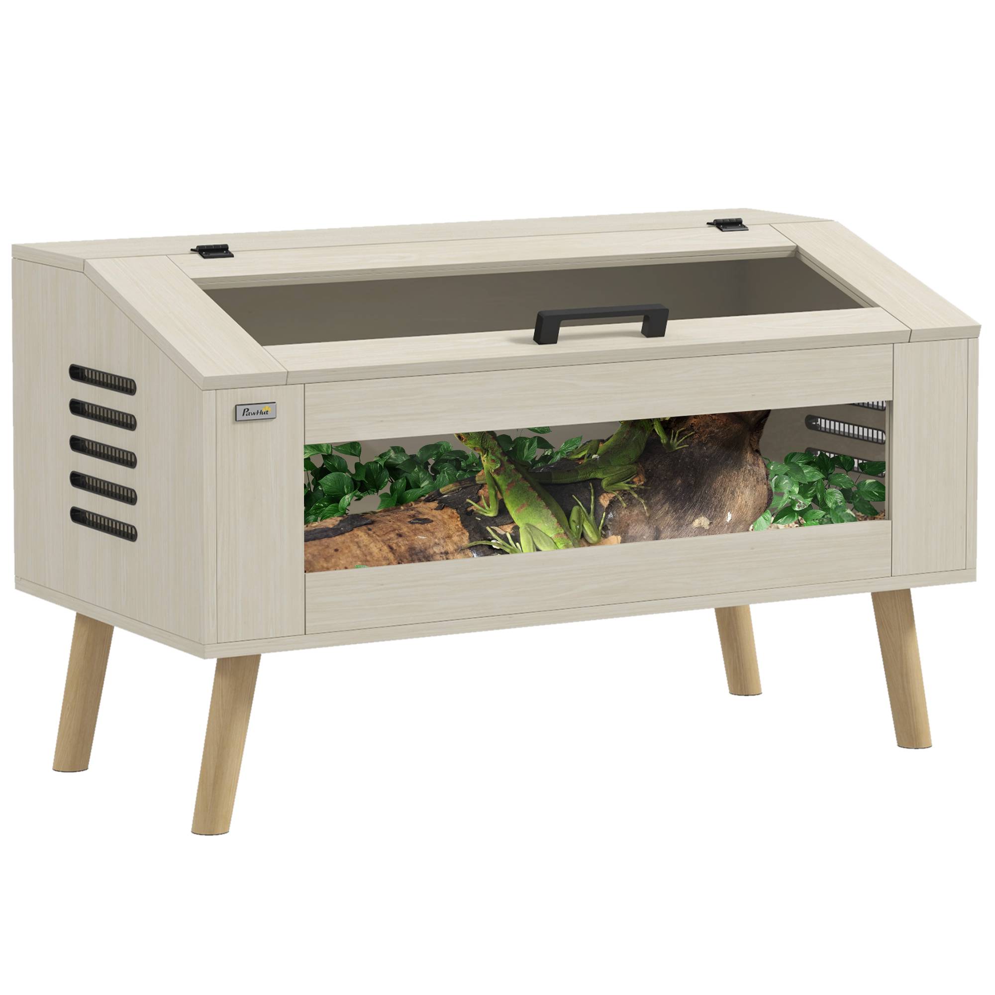 Terrarium pour reptiles, vivarium pour serpents 140L avec fenêtres en verre trempé, couvercle, 100 x 50 x 60 cm - Image 1