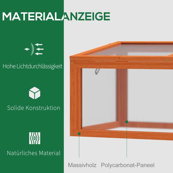 Mini serre bois sapin polycarbonate pour semis croissance toit ouvrant 90x46x40cm orange - ComfortXL Outdoor Living - Image 6